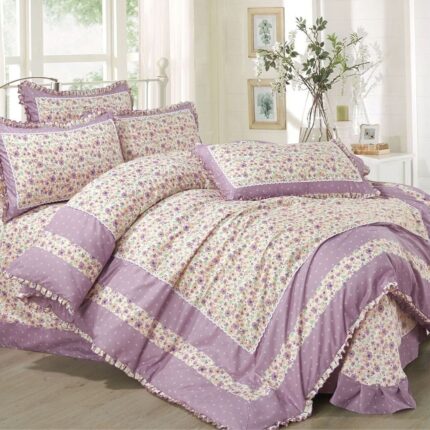 Lenjerie de pat 100% bumbac Brodat – 4 piese, Model 14302 - imagine 2