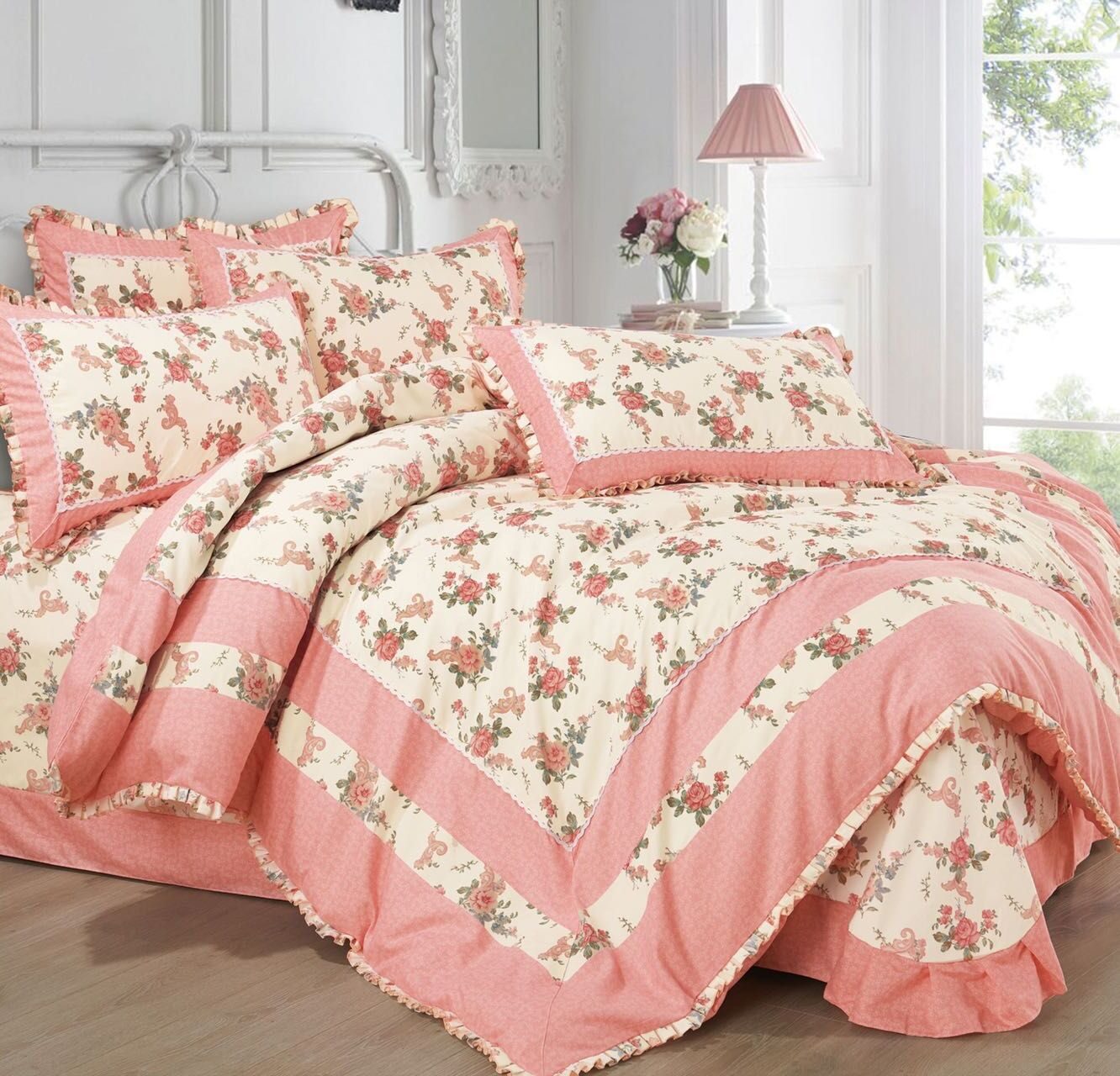 Lenjerie de pat 100% bumbac Brodat – 4 piese, Model 14303 - imagine 2 Lenjerie de pat 100% bumbac Brodat – 4 piese, Model 14303 - imagine 2