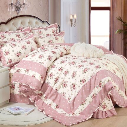 Lenjerie de pat 100% bumbac Brodat – 4 piese, Model 14307 - imagine 2