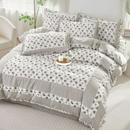 Lenjerie de pat 100% bumbac Brodat – 4 piese, Model 14309 - imagine 2
