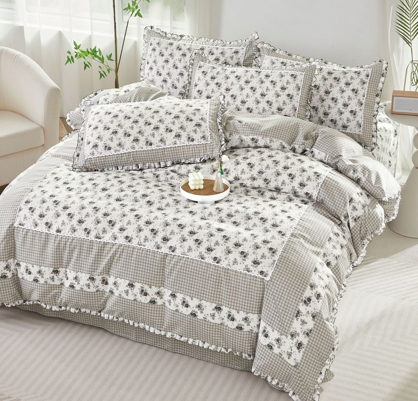 Lenjerie de pat 100% bumbac Brodat – 4 piese, Model 14309 - imagine 2 Lenjerie de pat 100% bumbac Brodat – 4 piese, Model 14309 - imagine 2