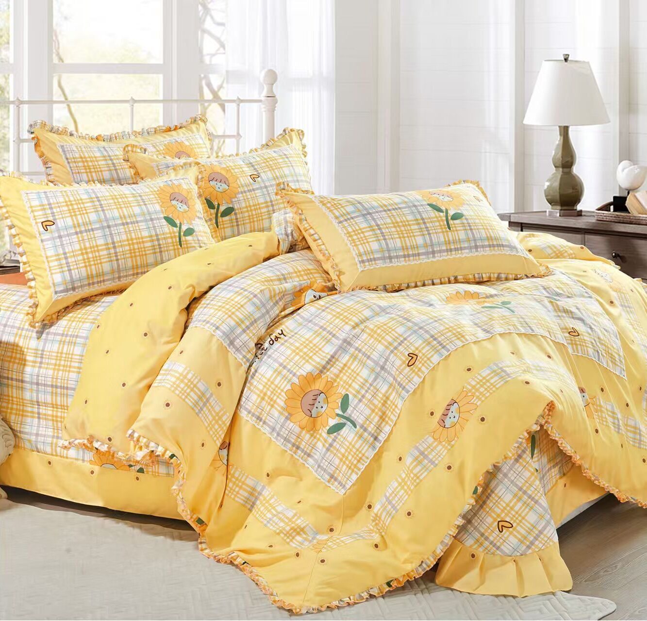 Lenjerie de pat 100% bumbac Brodat – 4 piese, Model 14311 - imagine 2 Lenjerie de pat 100% bumbac Brodat – 4 piese, Model 14311 - imagine 2