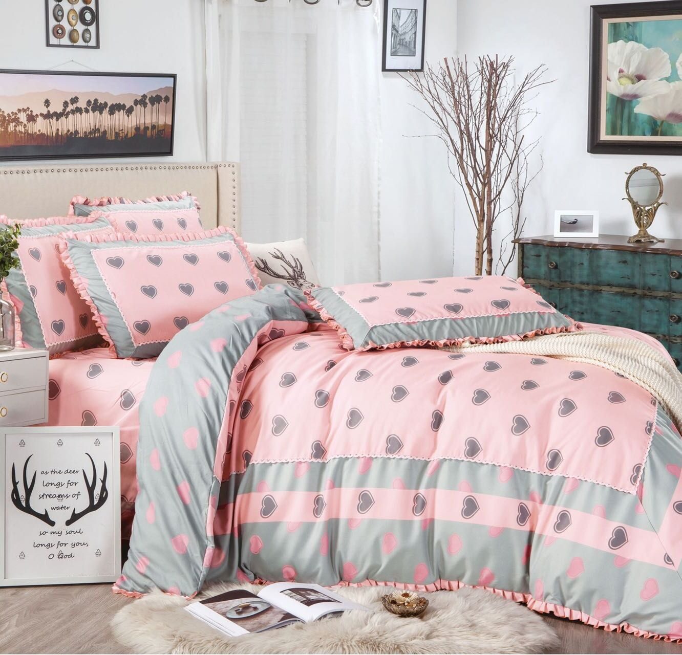 Lenjerie de pat 100% bumbac Brodat – 4 piese, Model 14319 - imagine 2 Lenjerie de pat 100% bumbac Brodat – 4 piese, Model 14319 - imagine 2