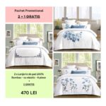Lenjerie de pat 100% bumbac – cu elastic – 4 piese - 2 + 1 CADOU, Model 007
