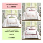 Lenjerie de pat 100% bumbac – cu elastic – 4 piese - 2 + 1 CADOU, Model 009