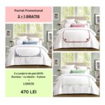 Lenjerie de pat 100% bumbac – cu elastic – 4 piese - 2 + 1 CADOU, Model 010