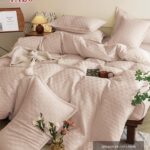 Lenjerie de pat 100% bumbac finet creponat – cu elastic – 4 piese, Model 18026