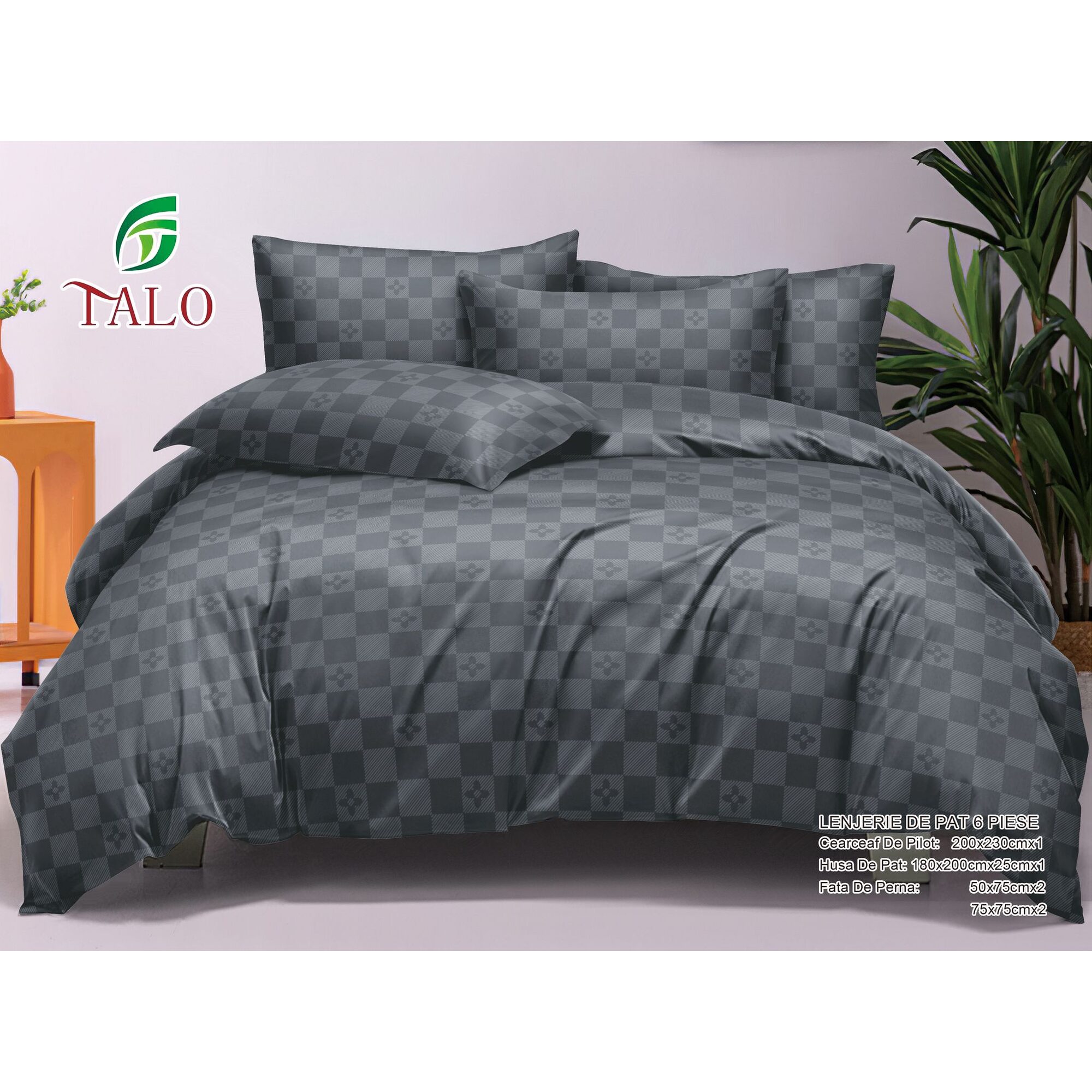 Lenjerie de pat 100% bumbac finet DELUXE – cu elastic – 6 piese, Model 18013 Lenjerie de pat 100% bumbac finet DELUXE – cu elastic – 6 piese, Model 18013