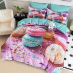 Lenjerie de pat 100% bumbac finet Premium – gama 5D – cu elastic – 6 piese, Model 17852