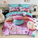 Lenjerie de pat 100% bumbac finet Premium – gama 5D – cu elastic – 6 piese, Model 17852 - imagine 4