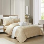 Lenjerie de pat 100% bumbac Jacquard cu elastic – 4 piese, Model 14117