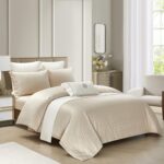 Lenjerie de pat 100% bumbac Jacquard cu elastic – 4 piese, Model 14120