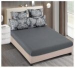 Lenjerie de pat 100% bumbac jacquard cu elastic – 6 piese, Model 10089