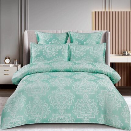 Lenjerie de pat 100% bumbac jacquard cu elastic – 6 piese, Model 10093 - imagine 2
