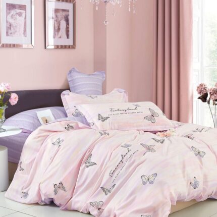 Lenjerie de pat 100% bumbac Premium – cu elastic – 4 piese, Model 14558