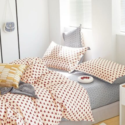 Lenjerie de pat 100% bumbac Premium – cu elastic – 4 piese, Model 14562