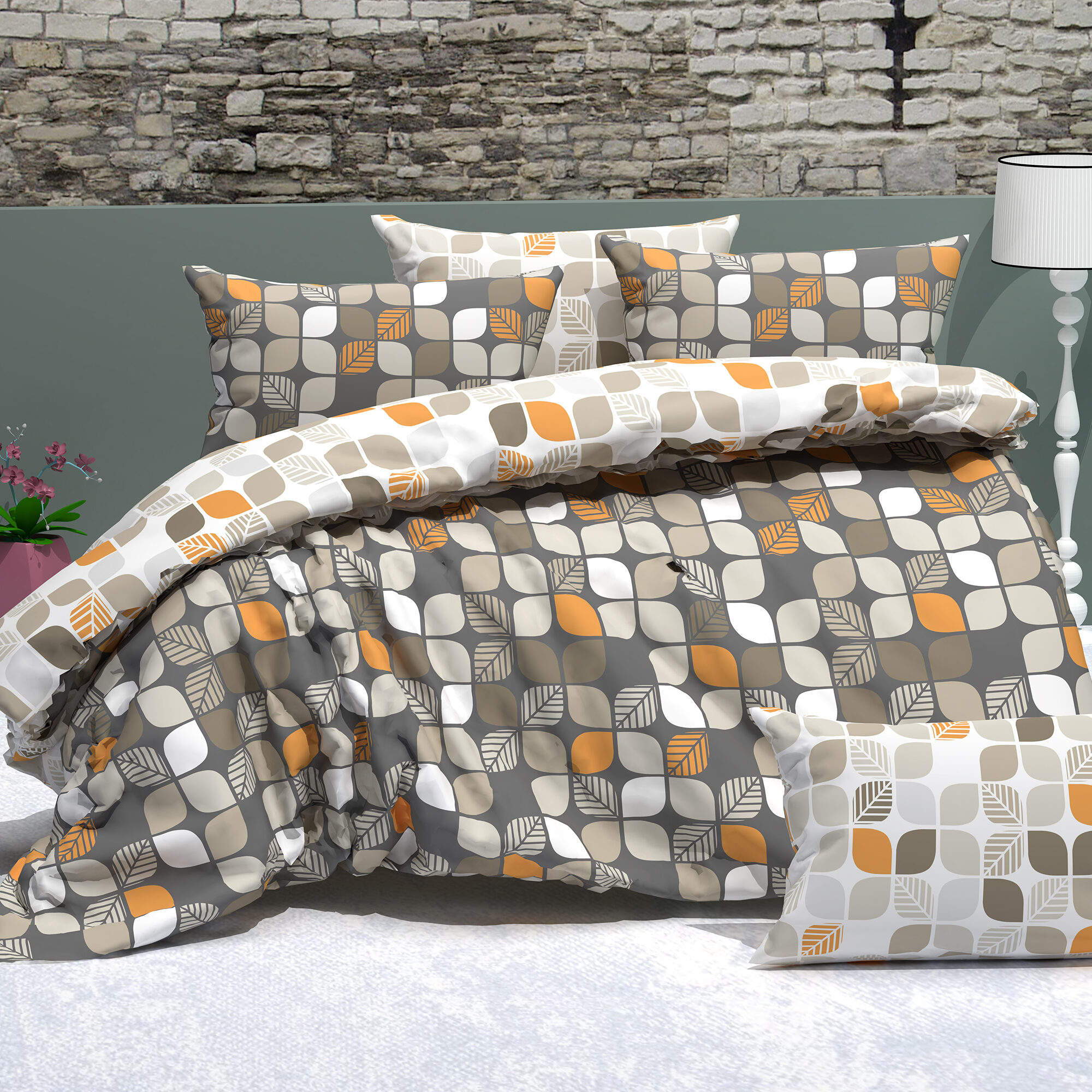 Lenjerie de pat bumbac 100% – 4 piese, Model 17809 Lenjerie de pat bumbac 100% – 4 piese, Model 17809