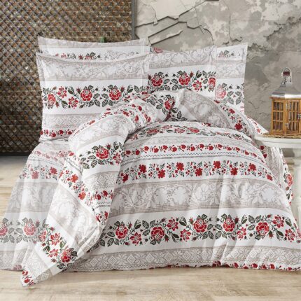 Lenjerie de pat bumbac 100% – model Arhaic – king size – 4 piese, Model 16031