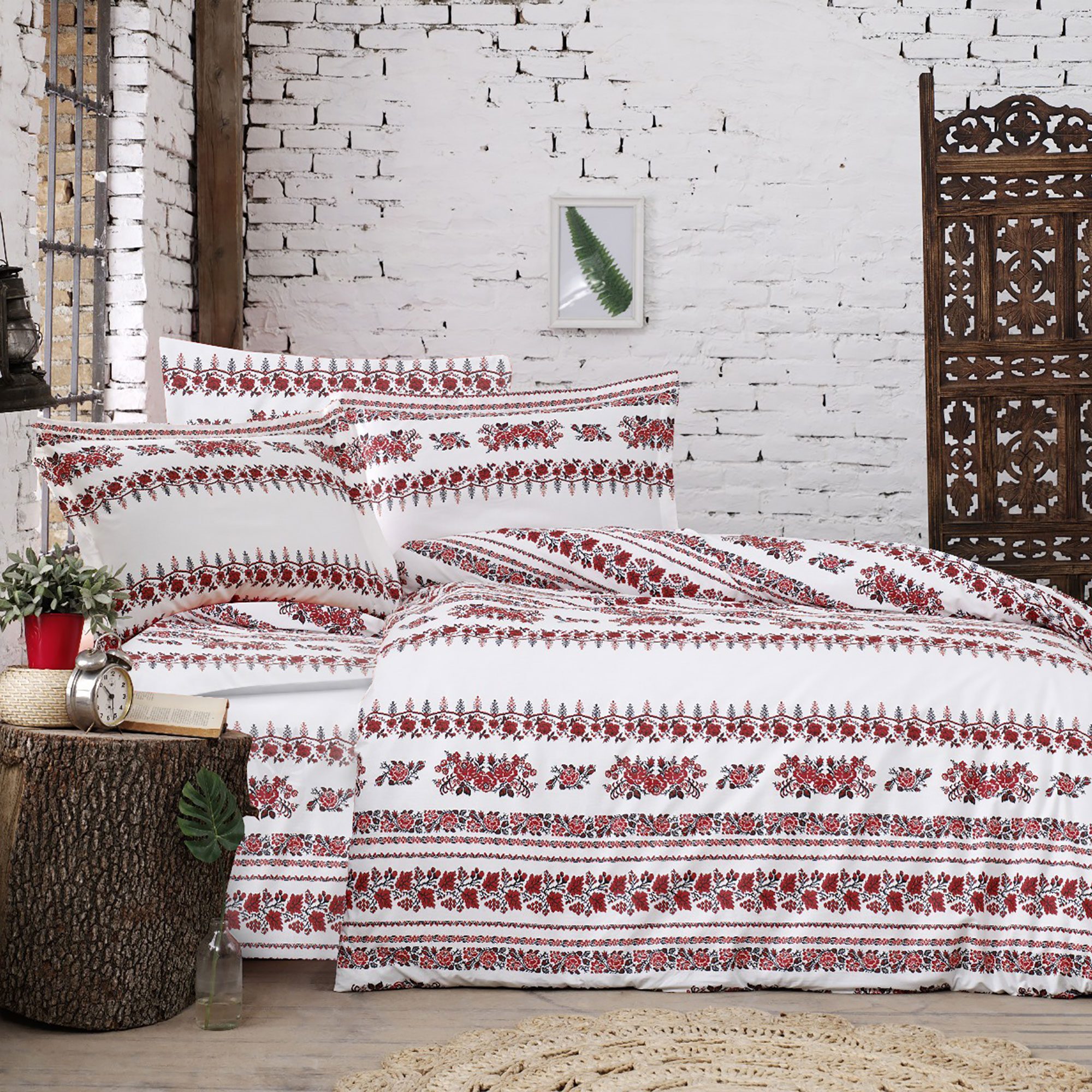 Lenjerie de pat bumbac 100% – model Arhaic – king size – 4 piese, Model 16032 Lenjerie de pat bumbac 100% – model Arhaic – king size – 4 piese, Model 16032