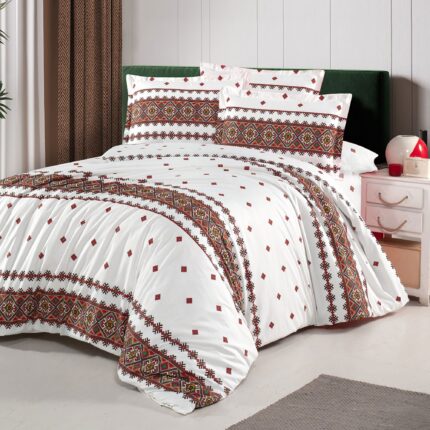 Lenjerie de pat bumbac 100% – model Arhaic – king size – 4 piese, Model 16033