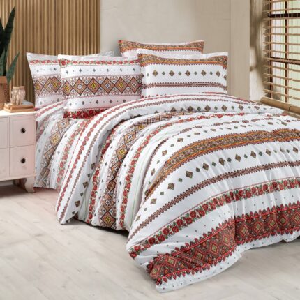 Lenjerie de pat bumbac 100% – model Arhaic – king size – 4 piese, Model 16034