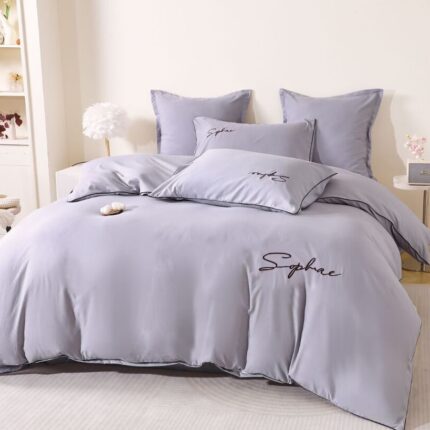 Lenjerie de pat bumbac brodat – 6 piese, Model 17254 - imagine 3