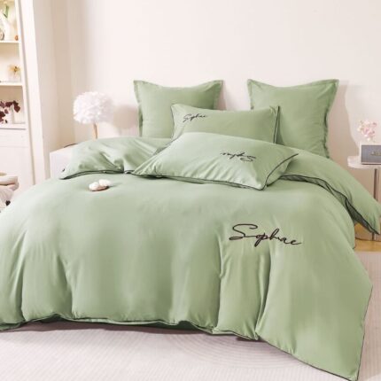 Lenjerie de pat bumbac brodat – 6 piese, Model 17257 - imagine 3