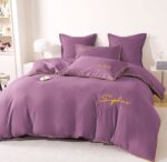 Lenjerie de pat bumbac brodat – 6 piese, Model 17262 - imagine 3