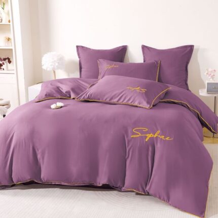 Lenjerie de pat bumbac brodat – 6 piese, Model 17262 - imagine 3
