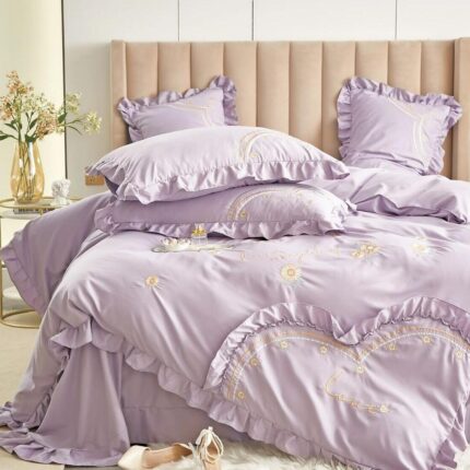 Lenjerie de pat bumbac Brodat Deluxe – 4 piese, Model 7105 - imagine 2