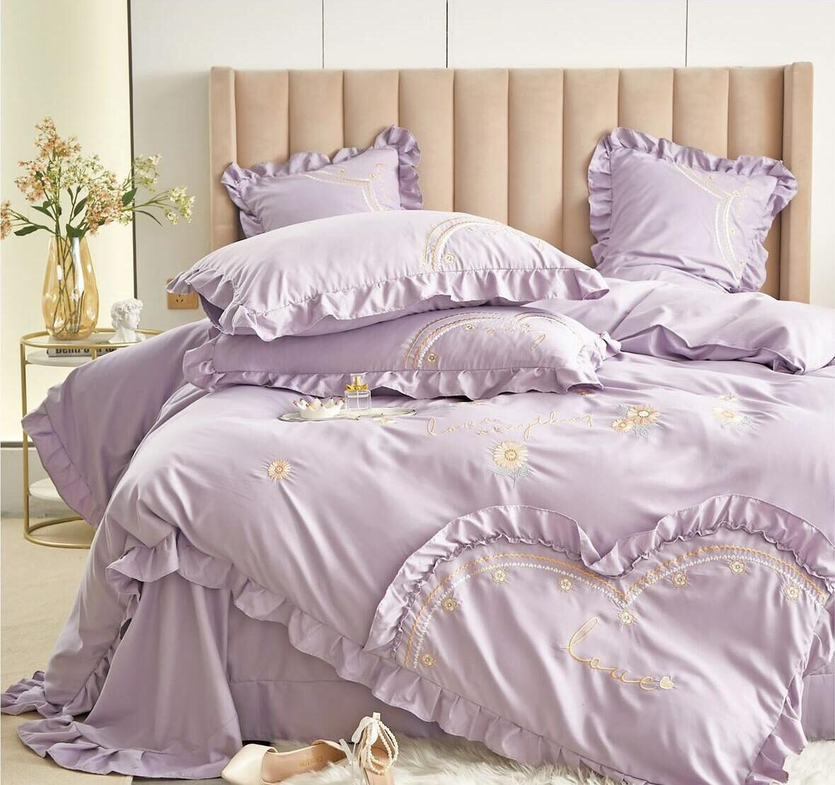 Lenjerie de pat bumbac Brodat Deluxe – 4 piese, Model 7105 - imagine 2 Lenjerie de pat bumbac Brodat Deluxe – 4 piese, Model 7105 - imagine 2