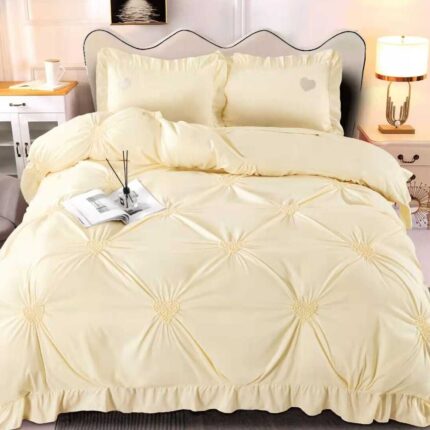 Lenjerie de pat bumbac cu inimi brodate – 4 piese, Model 9857