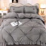 Lenjerie de pat bumbac cu inimi brodate – 4 piese, Model 9860