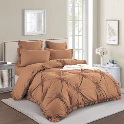 Lenjerie de pat bumbac cu inimi Brodate, cu elastic – 6 piese, Model 9726 - imagine 2