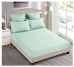 Lenjerie de pat bumbac cu inimi Brodate, cu elastic – 6 piese, Model 9730