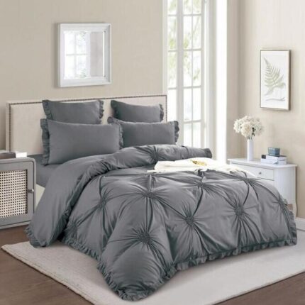 Lenjerie de pat bumbac cu inimi Brodate, cu elastic – 6 piese, Model 9861 - imagine 2