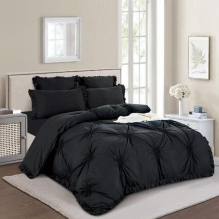 Lenjerie de pat bumbac cu inimi Brodate, cu elastic – 6 piese, Model 9863 - imagine 2