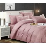 Lenjerie de pat bumbac damasc cu dunga lata – Premium – 6 piese, Model 10061
