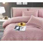Lenjerie de pat bumbac damasc cu dunga lata – Premium – 6 piese, Model 10061 - imagine 2