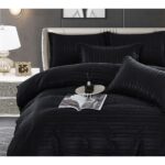 Lenjerie de pat bumbac damasc cu dunga lata – Premium – 6 piese, Model 10062 - imagine 3