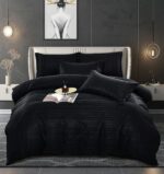 Lenjerie de pat bumbac damasc cu dunga lata – Premium – 6 piese, Model 10062 - imagine 4