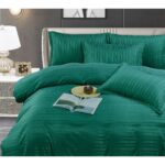 Lenjerie de pat bumbac damasc cu dunga lata – Premium – 6 piese, Model 10063 - imagine 3