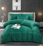Lenjerie de pat bumbac damasc cu dunga lata – Premium – 6 piese, Model 10063 - imagine 4
