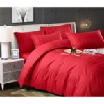 Lenjerie de pat bumbac damasc cu dunga lata – Premium – 6 piese, Model 10064