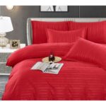 Lenjerie de pat bumbac damasc cu dunga lata – Premium – 6 piese, Model 10064 - imagine 2