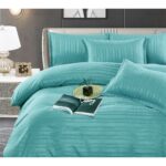 Lenjerie de pat bumbac damasc cu dunga lata – Premium – 6 piese, Model 10065 - imagine 2
