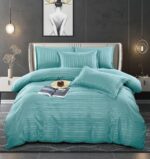 Lenjerie de pat bumbac damasc cu dunga lata – Premium – 6 piese, Model 10065 - imagine 4