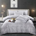 Lenjerie de pat bumbac damasc cu dunga lata – Premium – 6 piese, Model 10066 - imagine 4