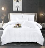 Lenjerie de pat bumbac damasc cu dunga lata – Premium – 6 piese, Model 10068 - imagine 4
