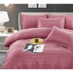 Lenjerie de pat bumbac damasc cu dunga lata – Premium – 6 piese, Model 10069 - imagine 2